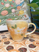 日本舞陶馆 濑户烧 手绘繁花杯 <黄彩小花> 马克杯 50765