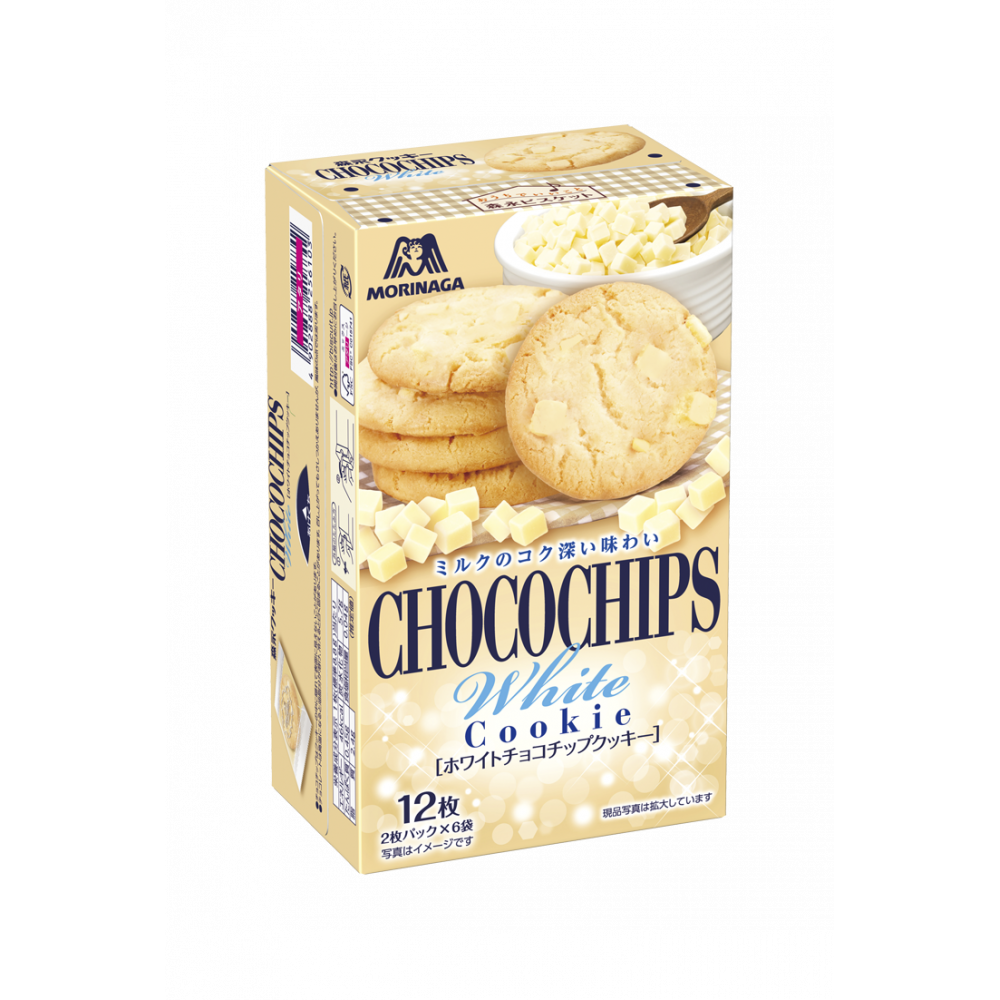 MORINAGA 森永 WHITE CHOCO CHIPS 白巧克力片奶香曲奇 2枚x6袋入 （赏味期限：04/2026y）