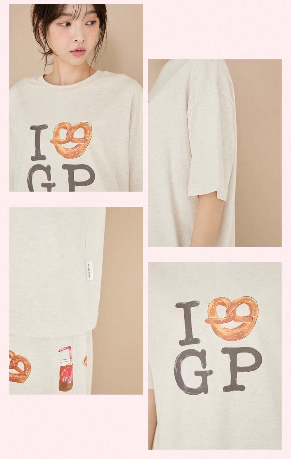 日本 gelato pique  26春夏新品 美式美食系列家居服 燕麦色短袖长裤套装 均码