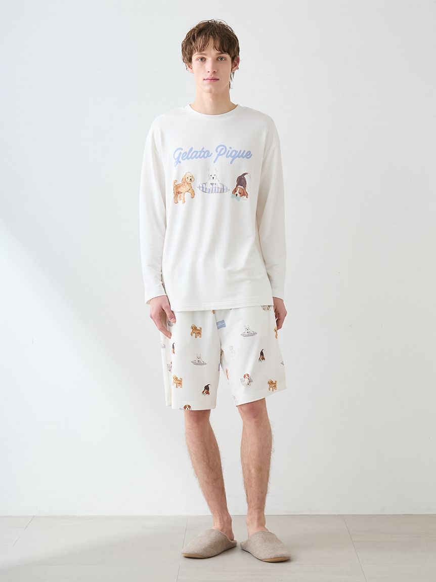 日本 gelato pique  26春夏新品 顽皮小狗系列家居服 长袖短裤套装 男女同款 SIZE：S-M