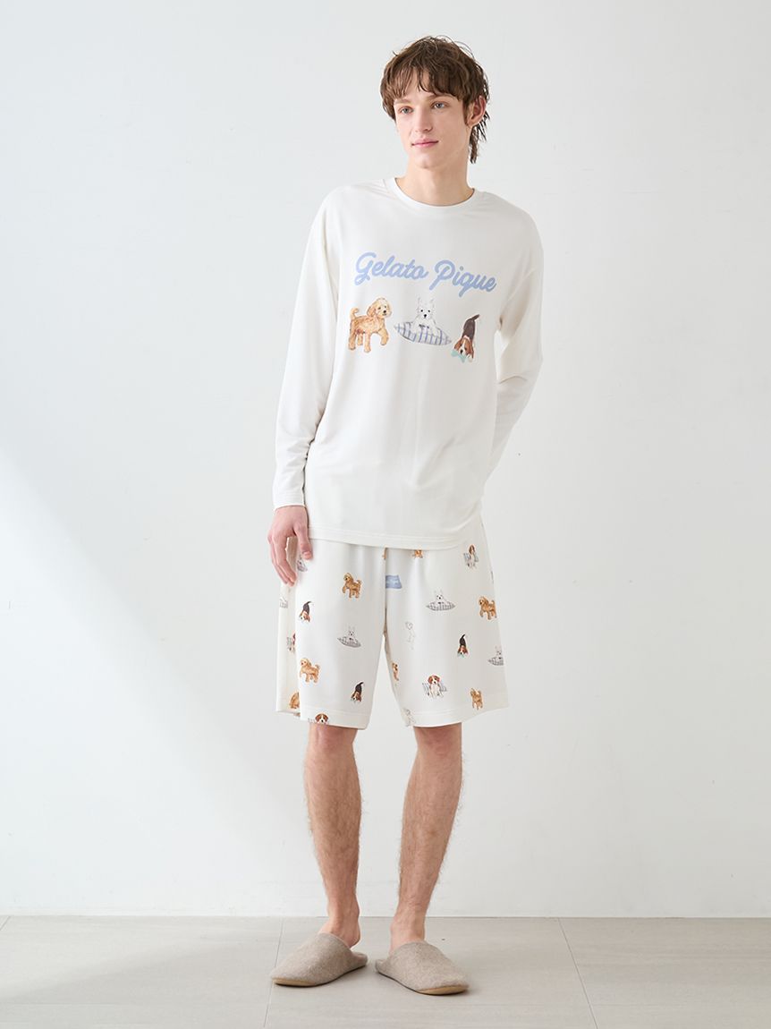 日本 gelato pique  26春夏新品 顽皮小狗系列家居服 长袖短裤套装 男女同款 SIZE：S-M