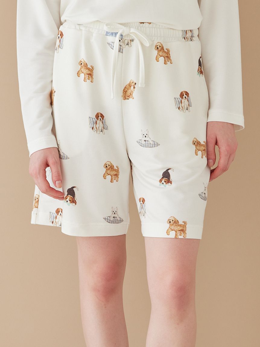 日本 gelato pique  26春夏新品 顽皮小狗系列家居服 长袖短裤套装 男女同款 SIZE：S-M