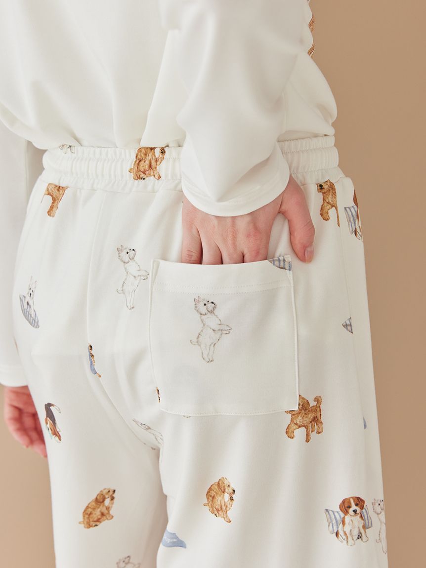 日本 gelato pique  26春夏新品 顽皮小狗系列家居服 长袖短裤套装 男女同款 SIZE：S-M