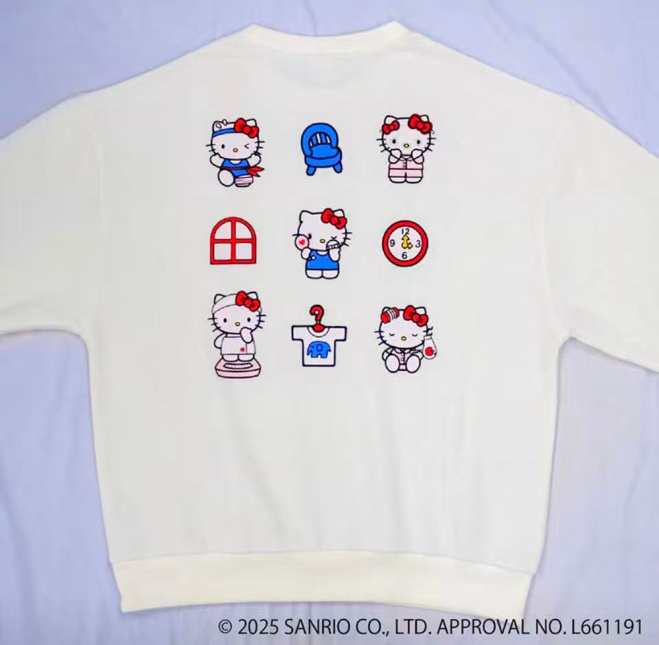 日本 SANRIO 三丽鸥 my dailylife系列 hello kitty长袖圆领卫衣 象牙白 L码