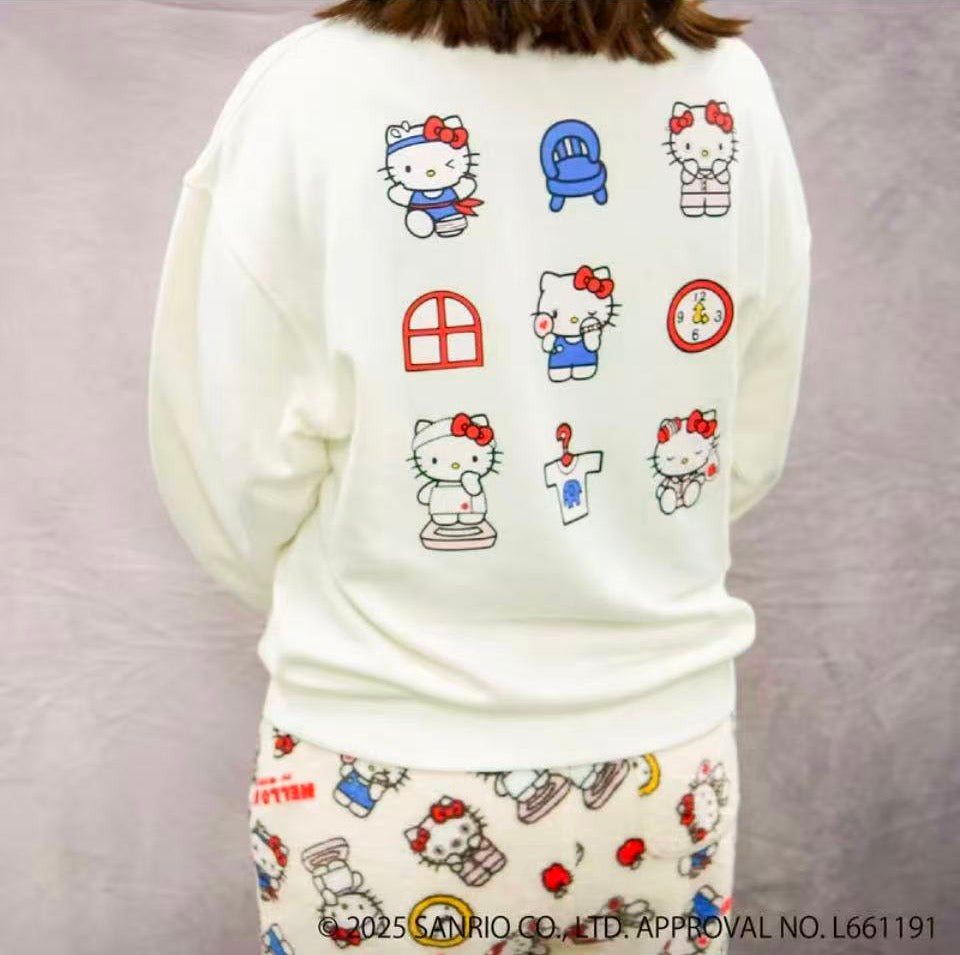 日本 SANRIO 三丽鸥 my dailylife系列 hello kitty长袖圆领卫衣 象牙白 L码