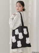 日本 联名 米菲 miffy 毛绒帆布单肩包 黑/白 两色入