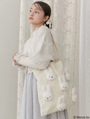 日本 联名 米菲 miffy 毛绒帆布单肩包 黑/白 两色入