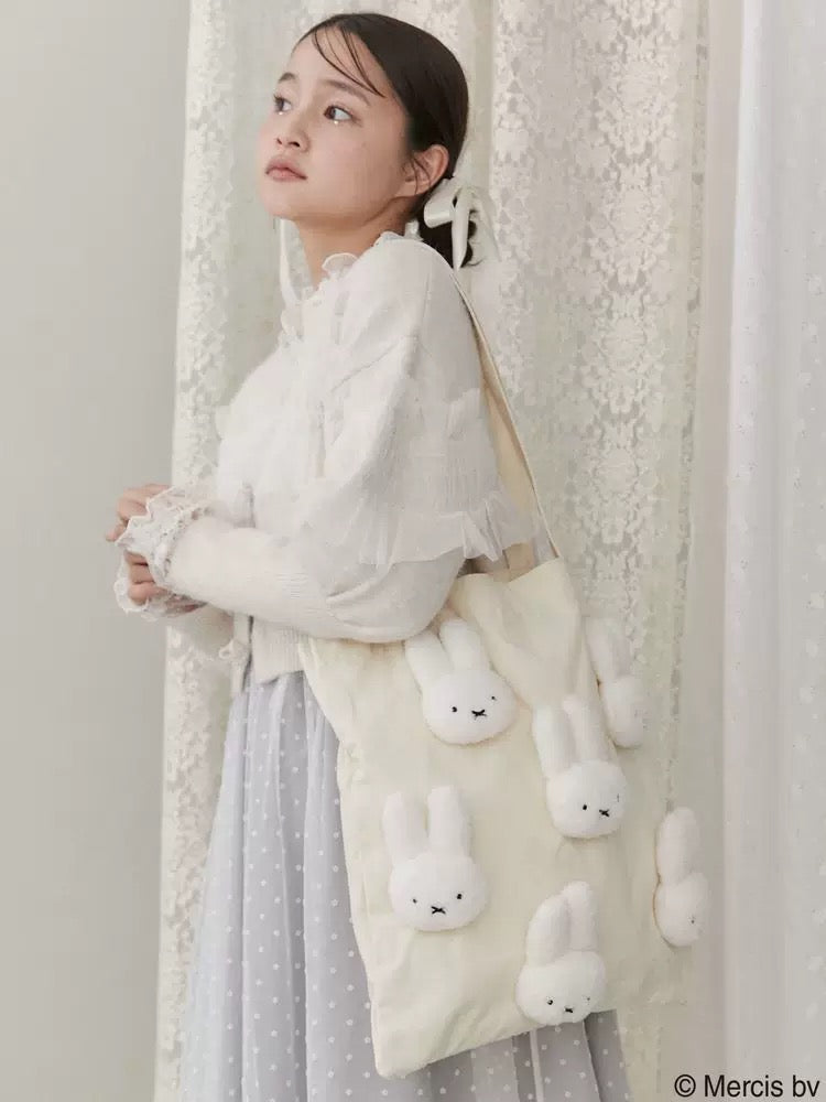 日本 联名 米菲 miffy 毛绒帆布单肩包 黑/白 两色入