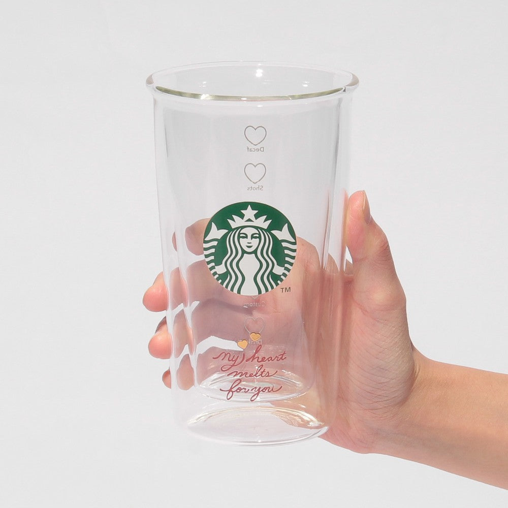 日本星巴克 2026情人节限定 双层耐热透明玻璃杯 355ml