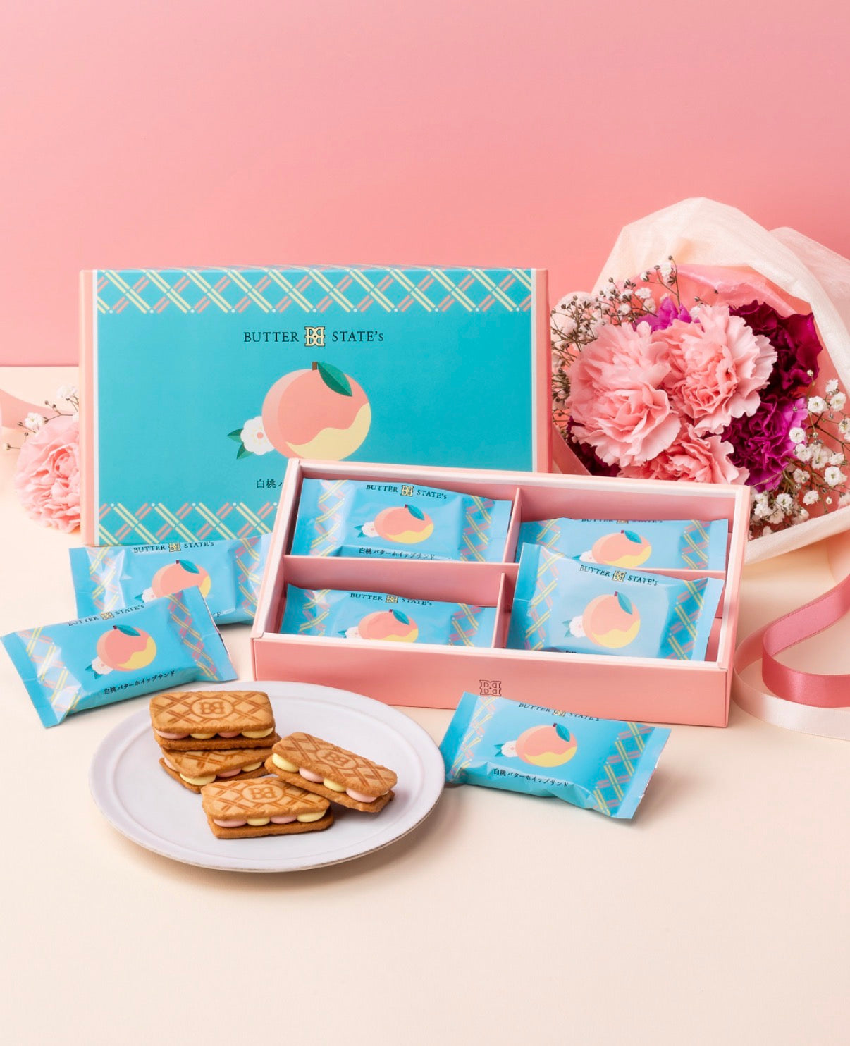 【Pre-order Item】Butter States White Peach Butter Whipped Cream Sandwiches 预定款白桃黄奶油夹心饼干 8pcs（EXP 10/2028）