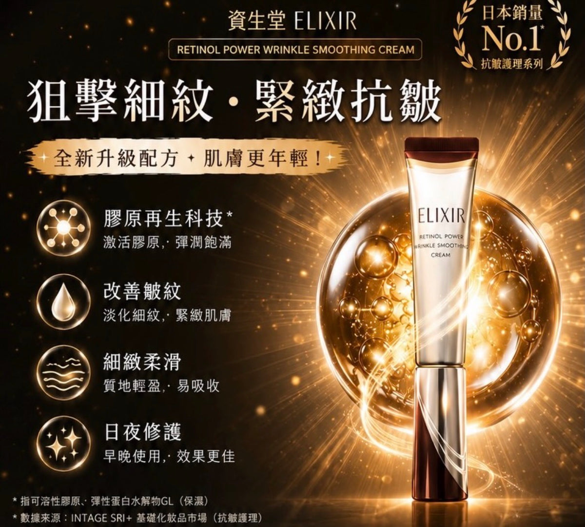 Elixir Retinol Power Wrinkle Smoothing Cream 日本 怡丽丝尔Elixir  视黄醇抗皱精华 15g/20g