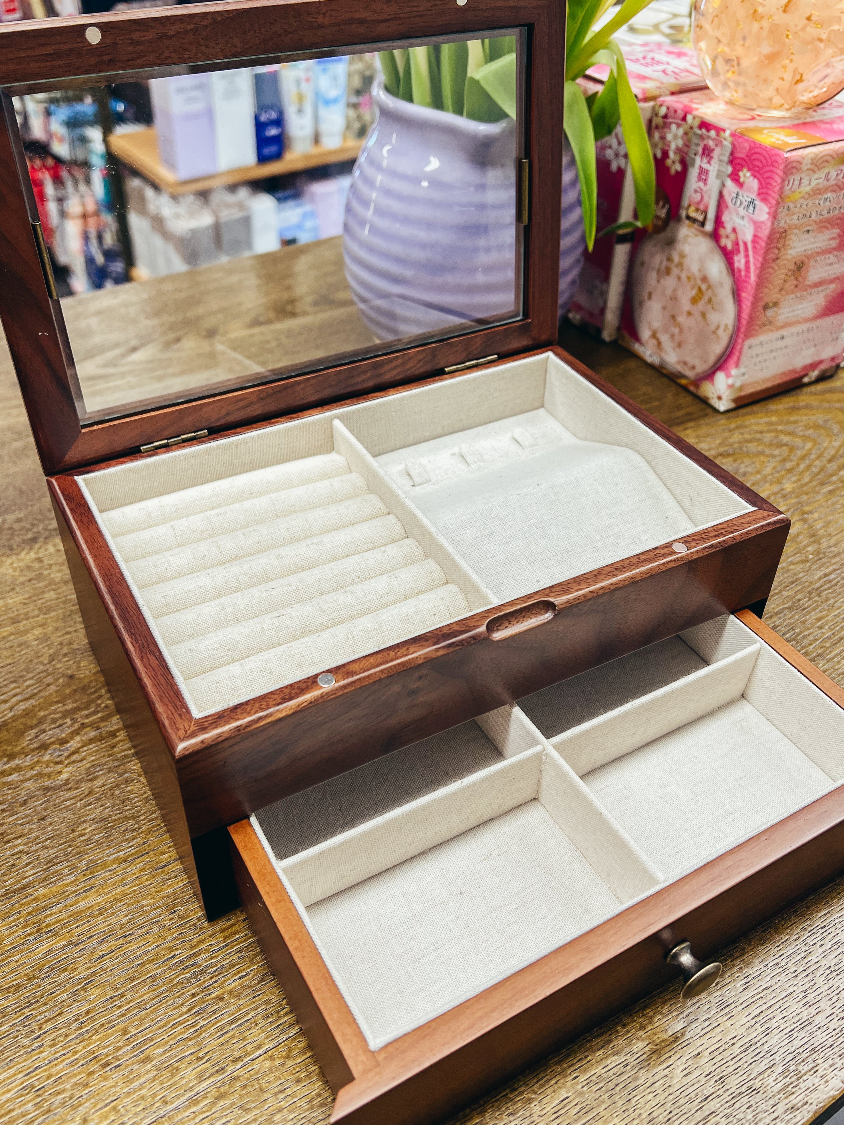 木质复古双层首饰收纳盒 珠宝盒