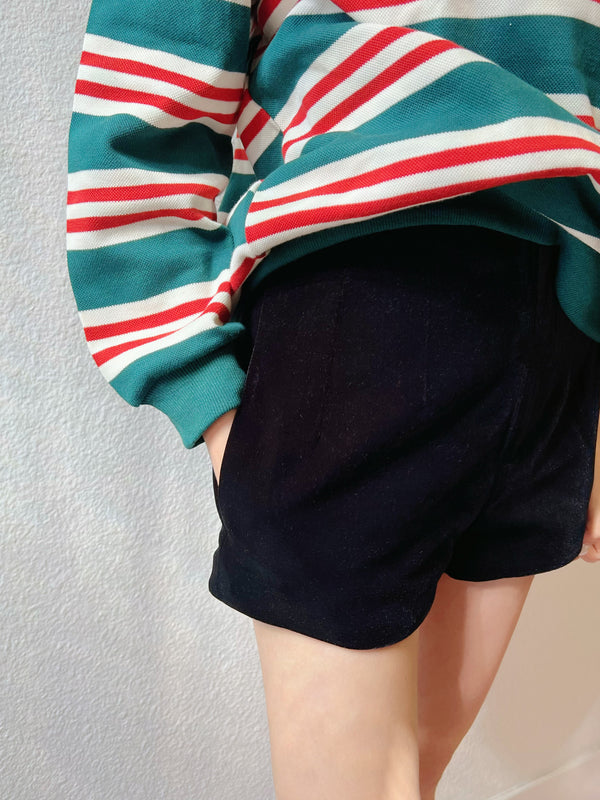 【Riko's collection】黑色丝绒高腰短裤 均码（腰围70cm以内可穿）