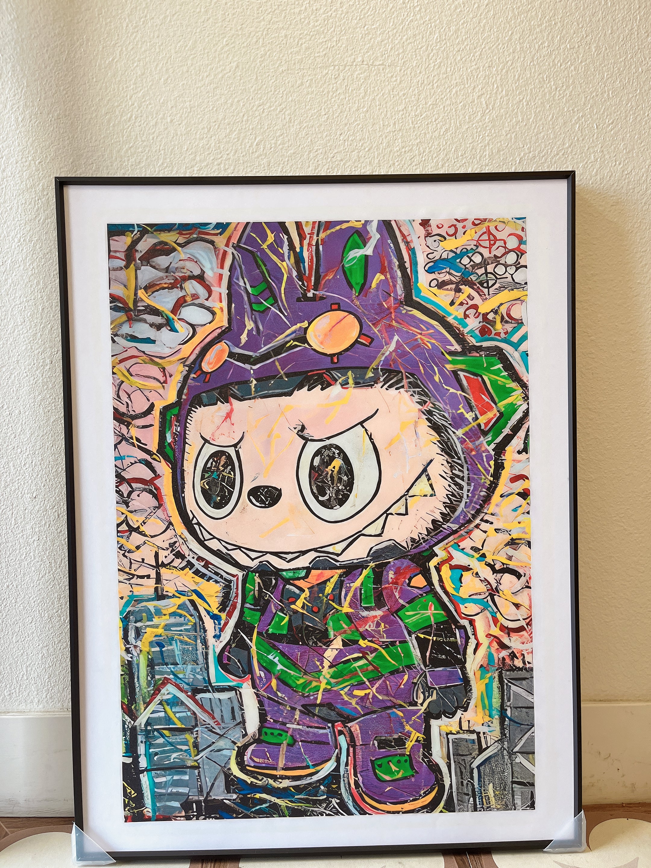 Artwork  Labubu 小众艺术感彩色涂鸦画  尺寸50*70cm