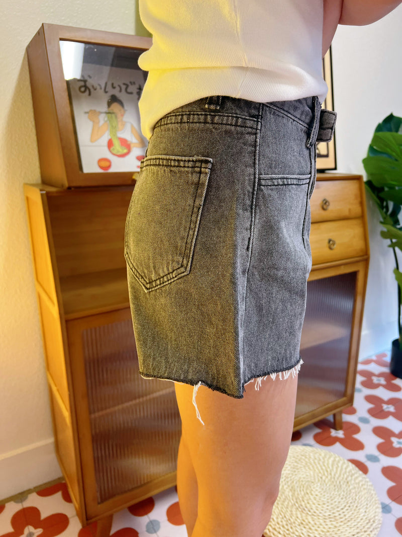 【Riko's collection】灰色牛仔短裤（梨子腰围66cm穿26）