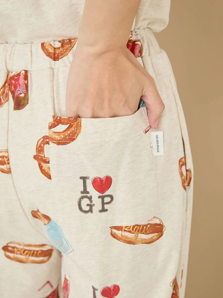 Gelato Pique Food Printed Long Pants Oatmeal 26春夏新品 美式美食系列家居服 燕麦色长裤 均码