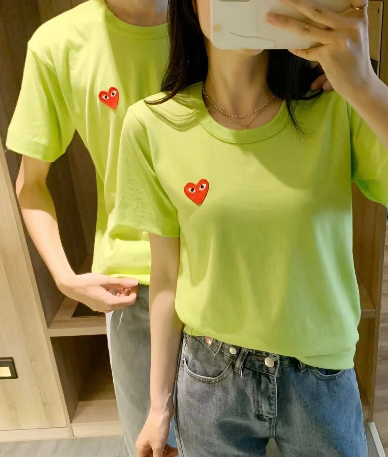 【0609ずみ】COMME des GARÇONS 川久保玲 T恤 苹果绿 红心（尺码偏小，洗后也会缩水尽量买大哦）