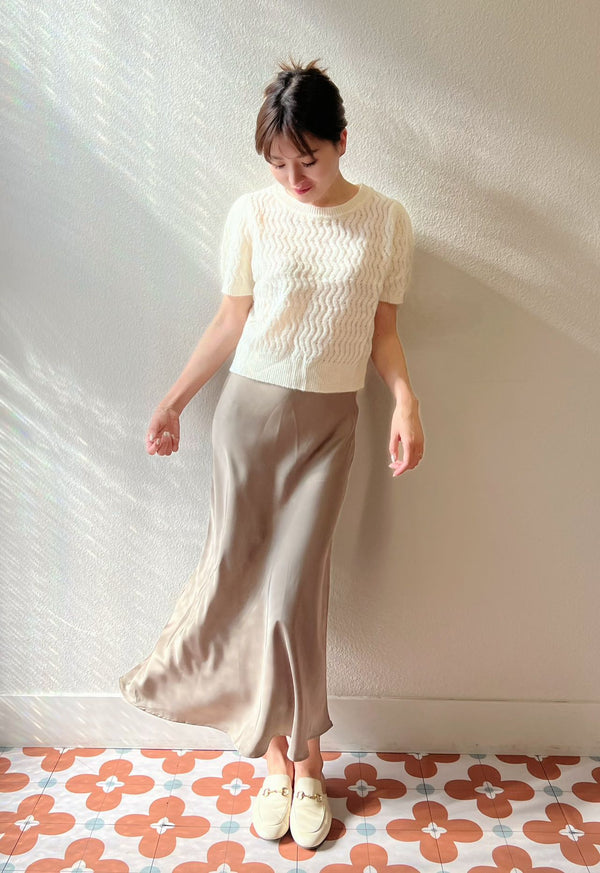 【Riko's collection】浅咖色丝绸质感半身鱼尾裙 均码（腰围是松紧的75cm以内可以穿）