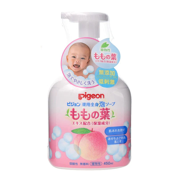日本贝亲 Pigeon 桃子水 桃叶洗发沐浴二合一 新生儿可用 450ml