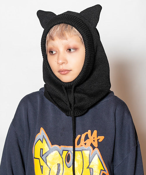 日本CA4LA 秋冬羊毛混纺猫耳帽均码black/white
