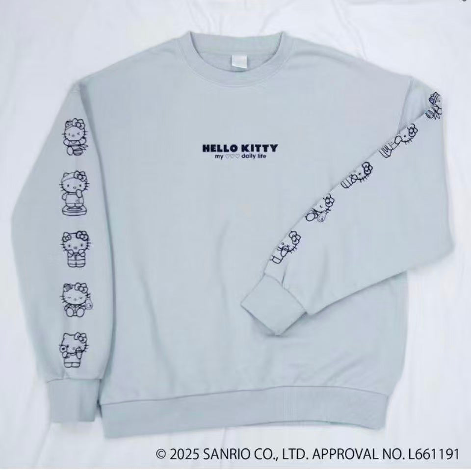 日本 SANRIO 三丽鸥 my dailylife系列 hello kitty长袖圆领卫衣 灰色 M码
