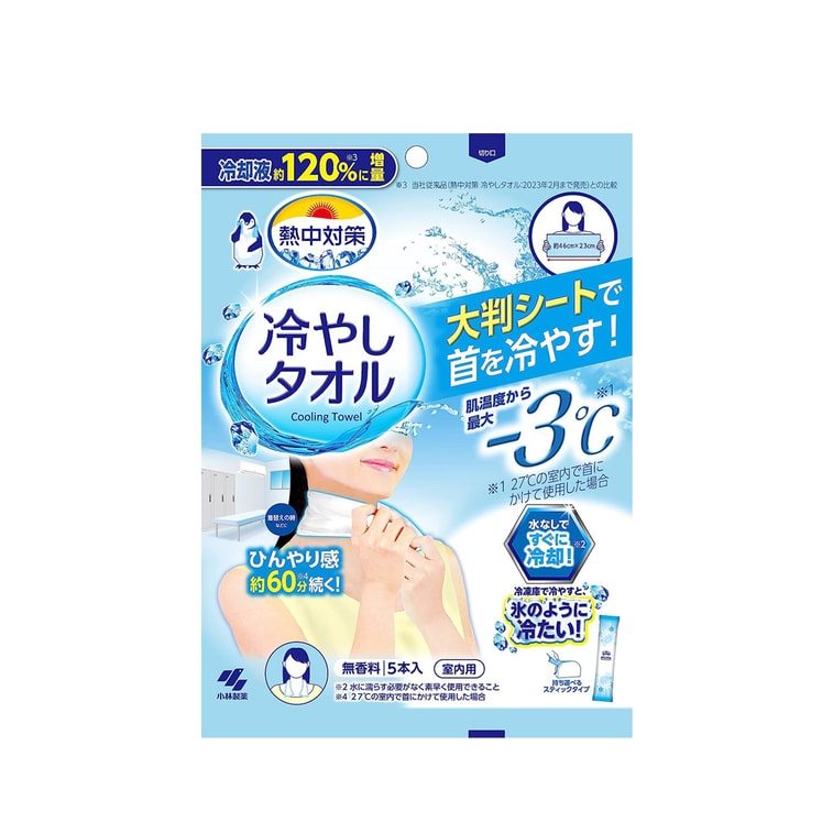 KOBAYASHI Cooling Neck Sheet 5pcs 小林制药 一次性颈部凉感降温吸汗冰巾 无香型 5枚入