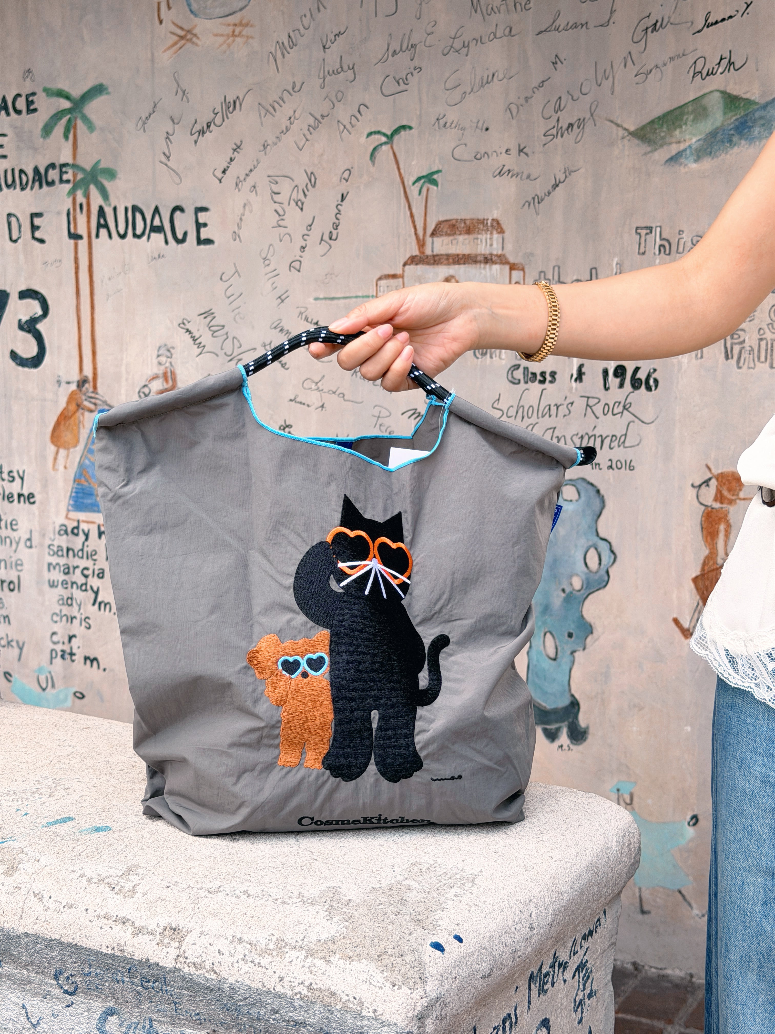 ball&chain X Cosme kitchen Two Cats M 日本ball&chain 联名猫咪刺绣