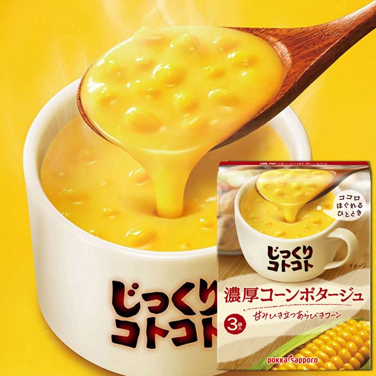 日本 Pokka Sapporo 即冲速溶型 浓厚奶油玉米浓汤 22.5g x3袋入 （2025.06）