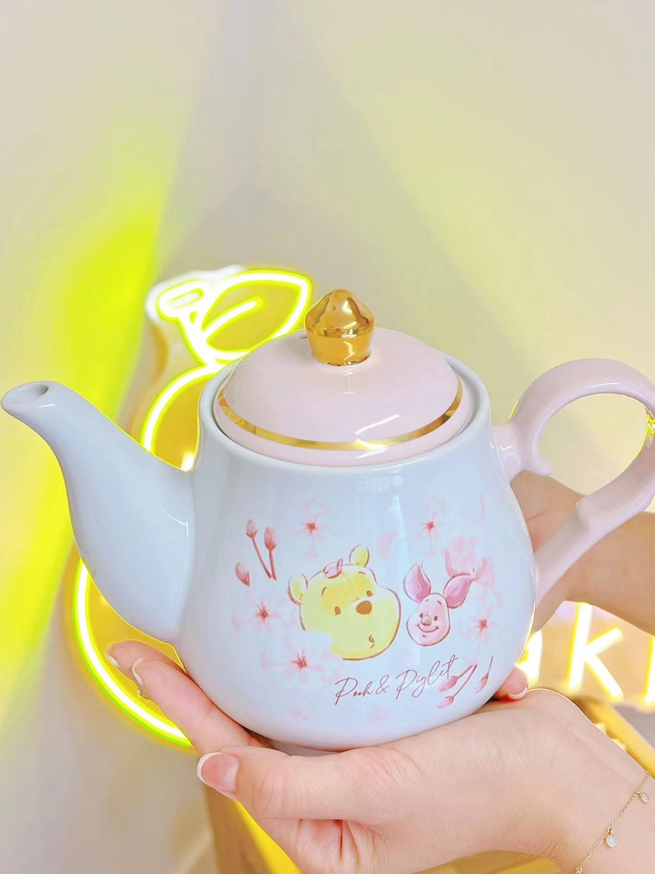 Tokyo Disney 东京迪斯尼プーさん＆ピグレット ティーポット 噗噗/小熊维尼/维尼熊茶壶 樱花SAKURA