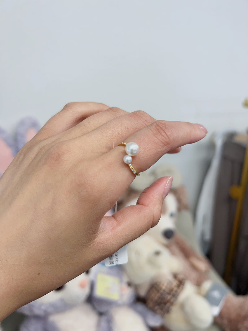 #rz250，4mm+6mm akoya珍珠戒指 指圈#美码6