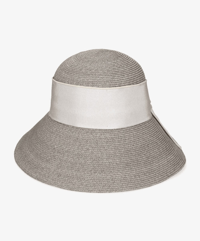 日本Override 防晒渔夫帽 可折叠 蝴蝶结遮阳帽 灰色配银色丝带 头围均可调节