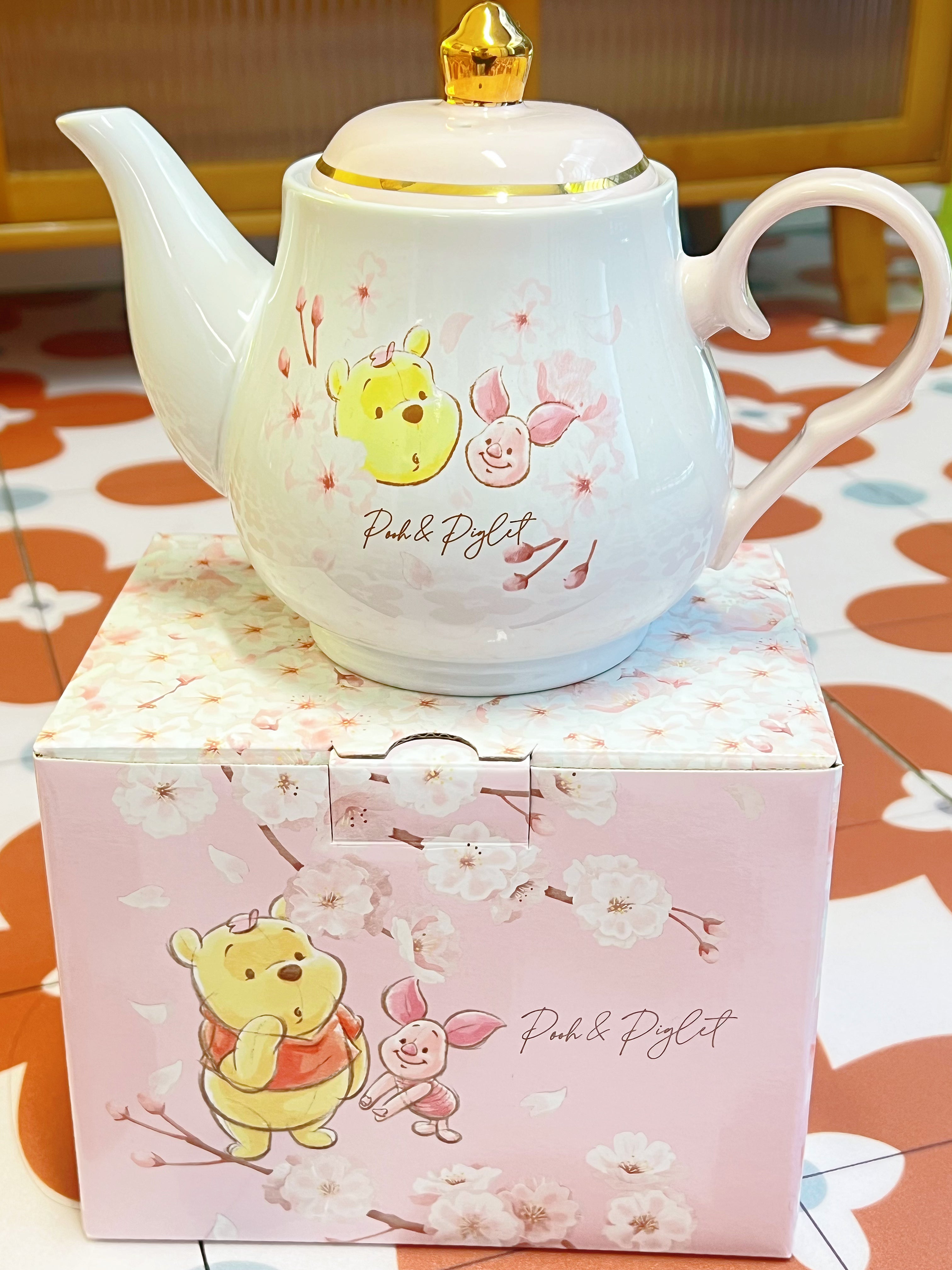 Tokyo Disney 东京迪斯尼プーさん＆ピグレット ティーポット 噗噗/小熊维尼/维尼熊茶壶 樱花SAKURA