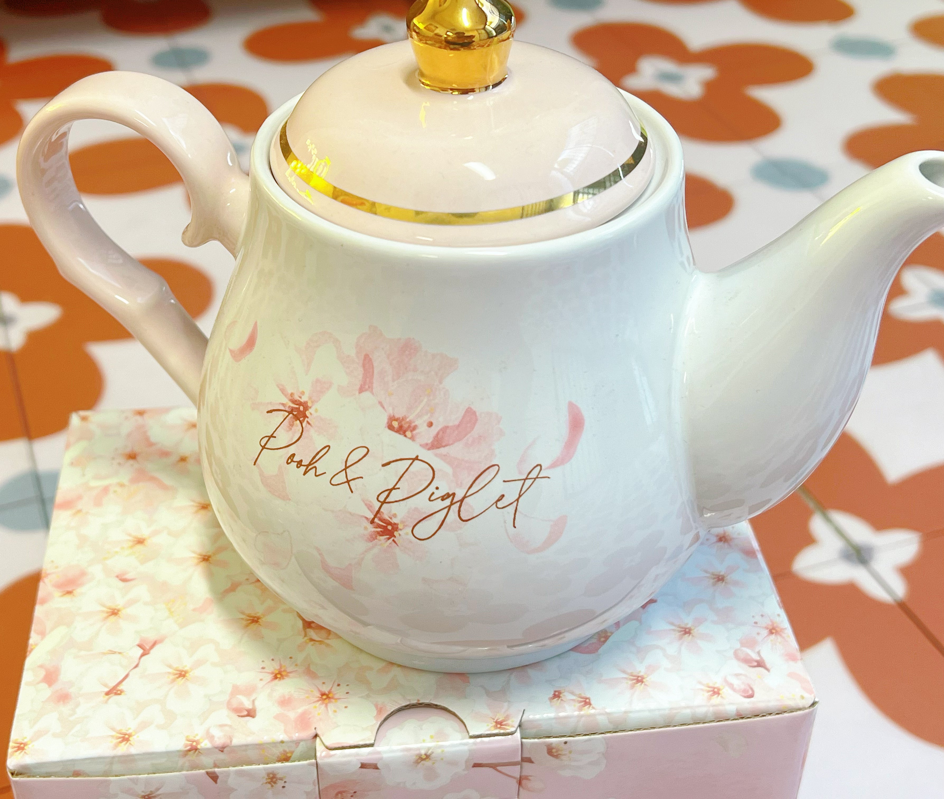 Tokyo Disney 东京迪斯尼プーさん＆ピグレット ティーポット 噗噗/小熊维尼/维尼熊茶壶 樱花SAKURA