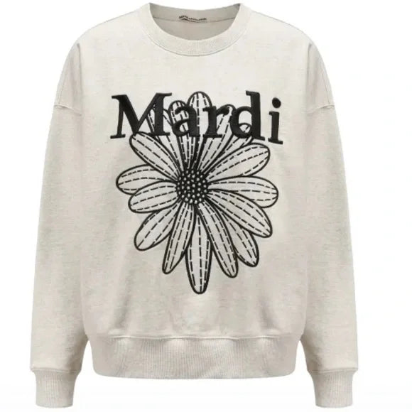 韩国Mardi Mercredi 灰色黑小雏菊 卫衣 均码 胸围130cm