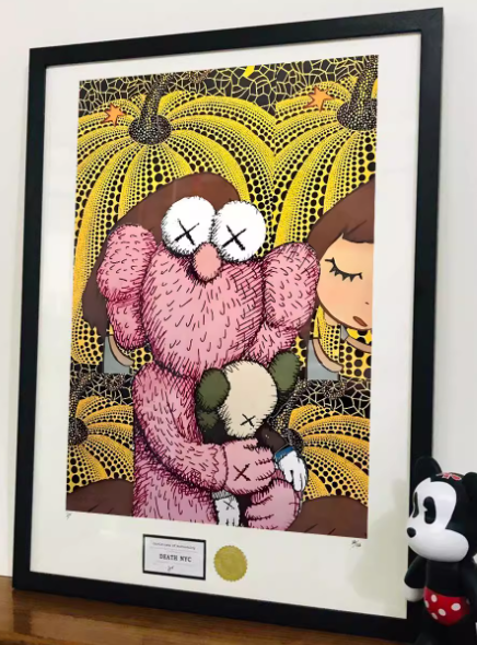 【Pre-order item, expected to arrive in the U.S. around mid-December.】Artwork草间弥生奶油风卡通装裱画（SIZE：65*80cm）