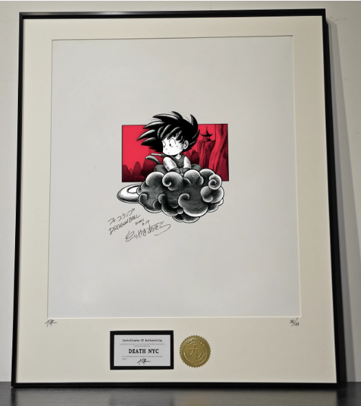 【Pre-order item, expected to arrive in the U.S. around mid-December.】Artwork鳥山明手稿龙珠小悟空祥云现代艺术装裱画（SIZE：65*80cm）