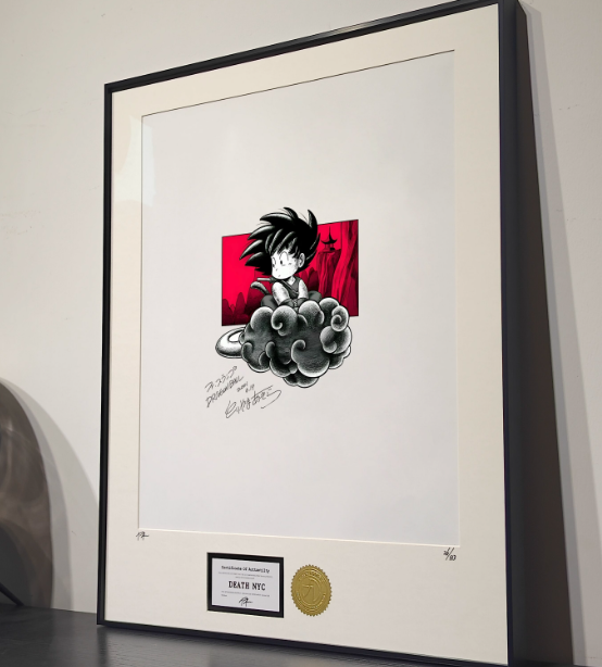 【Pre-order item, expected to arrive in the U.S. around mid-December.】Artwork鳥山明手稿龙珠小悟空祥云现代艺术装裱画（SIZE：65*80cm）