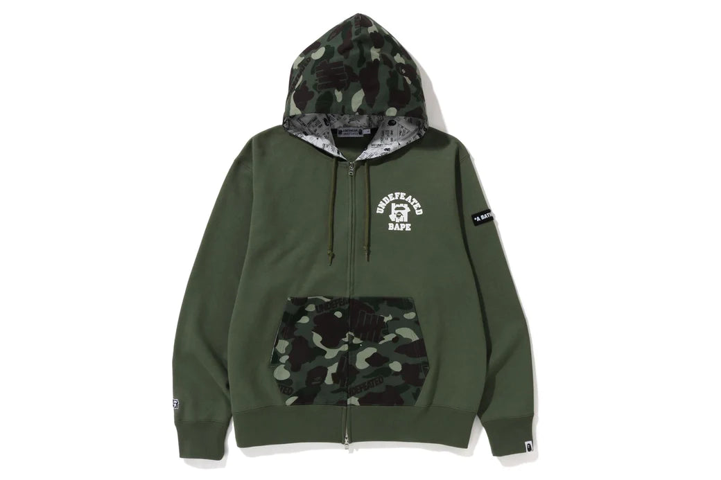 BAPE X UNDFTD 迷彩宽松拉链连帽衫 M码