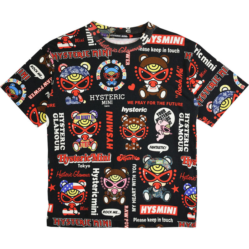 日本黑超 Hysteric Mini 儿童T恤  TEDDYMINICOLLAGE 総柄半袖Tシャツ