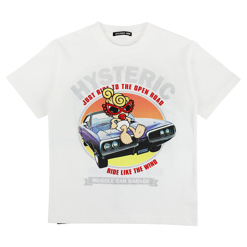 日本黑超 Hysteric Mini 儿童T恤 MUSCLE CAR GARAGE半袖Tシャツ