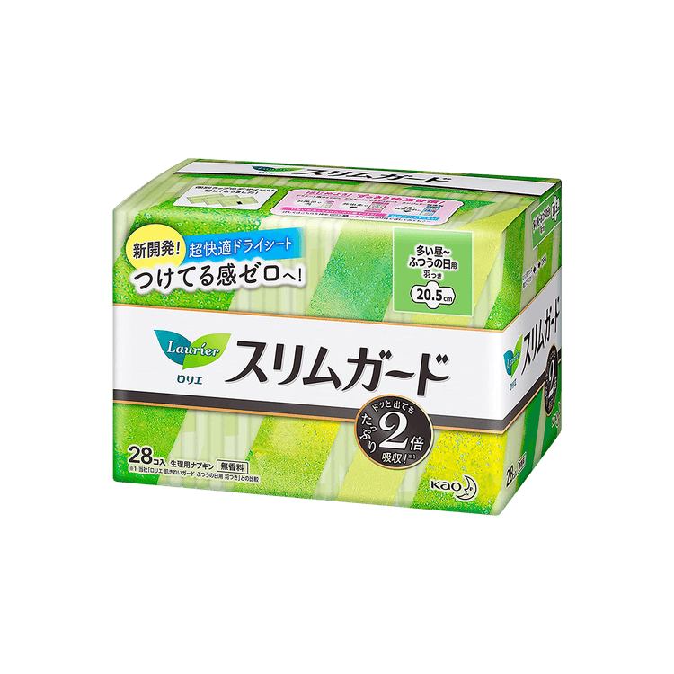日本 Kao花王 Laurier乐而雅零触感卫生巾 超薄日用卫生棉 20.5cm 28片装