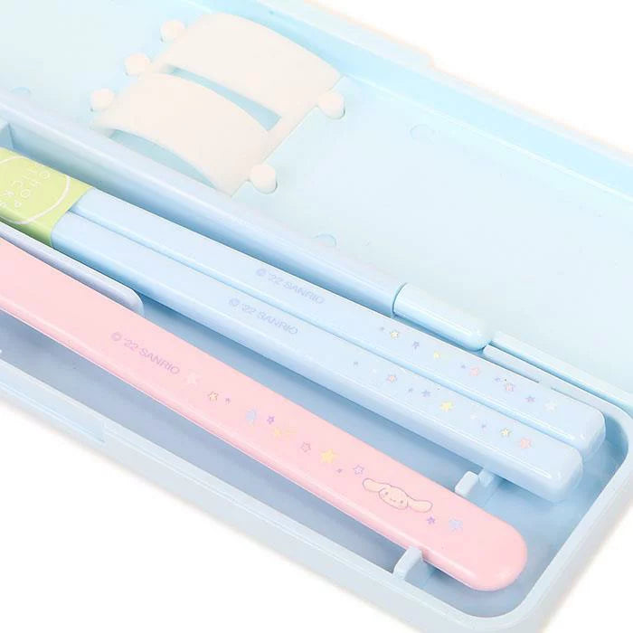 日本 SANRIO 三丽鸥 Cinnamoroll 儿童 抗菌静音便携餐具套装 筷子+勺子套装