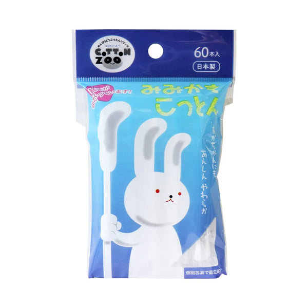 日本平和制药 波纹耳勺型 婴儿用双头 兔耳形棉花棒 抗菌棉棒 独立包装 60根