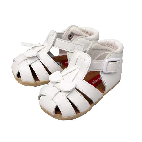 MIKIHOUSE樱桃鞋日本制 白色樱桃凉鞋 全皮