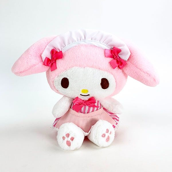 日本 SANRIO 三丽鸥 饮茶系列 咖啡厅女仆装蝴蝶结 美乐蒂毛绒S公仔 约H18cmxW24cmxD12cm