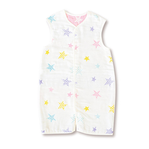 日本 6layer gauze 宝宝睡袋2种穿法  白色星星图案 95-110cm