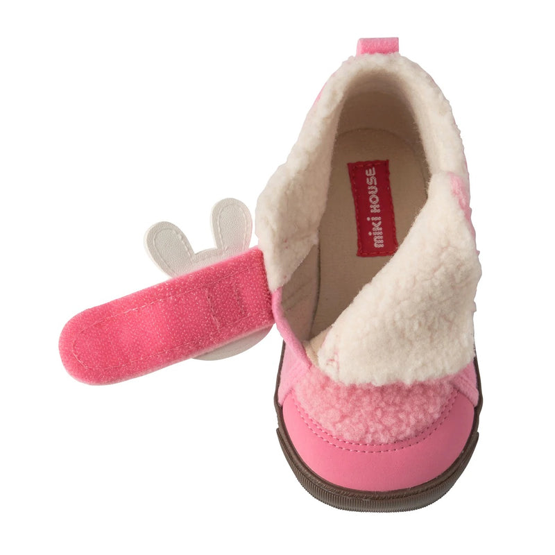 日本制MIKIHOUSE小兔子二段学步鞋 加绒保暖粉色