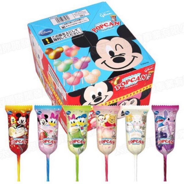 日本格力高Glico Popcan Disney Soda Lollipop - Blue Box (30 pcs) 迪士尼棒棒糖 一盒30个 （2024.9）