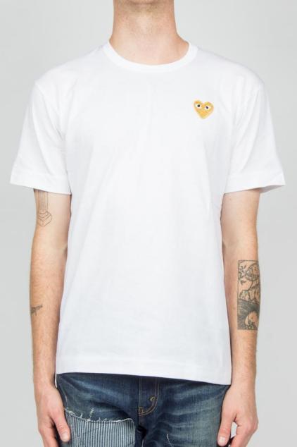 【PLAY 男士】 PLAY COMME des GARÇONS Gold Heart T-Shirt (White) / PLAYT恤白色金心 （尺码偏小，洗后也会缩水尽量买大哦）
