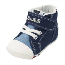 日本制MIKIHOUSE 二段学步鞋  黑熊儿童板鞋 Double.B 系列 蓝色 带盒子包装